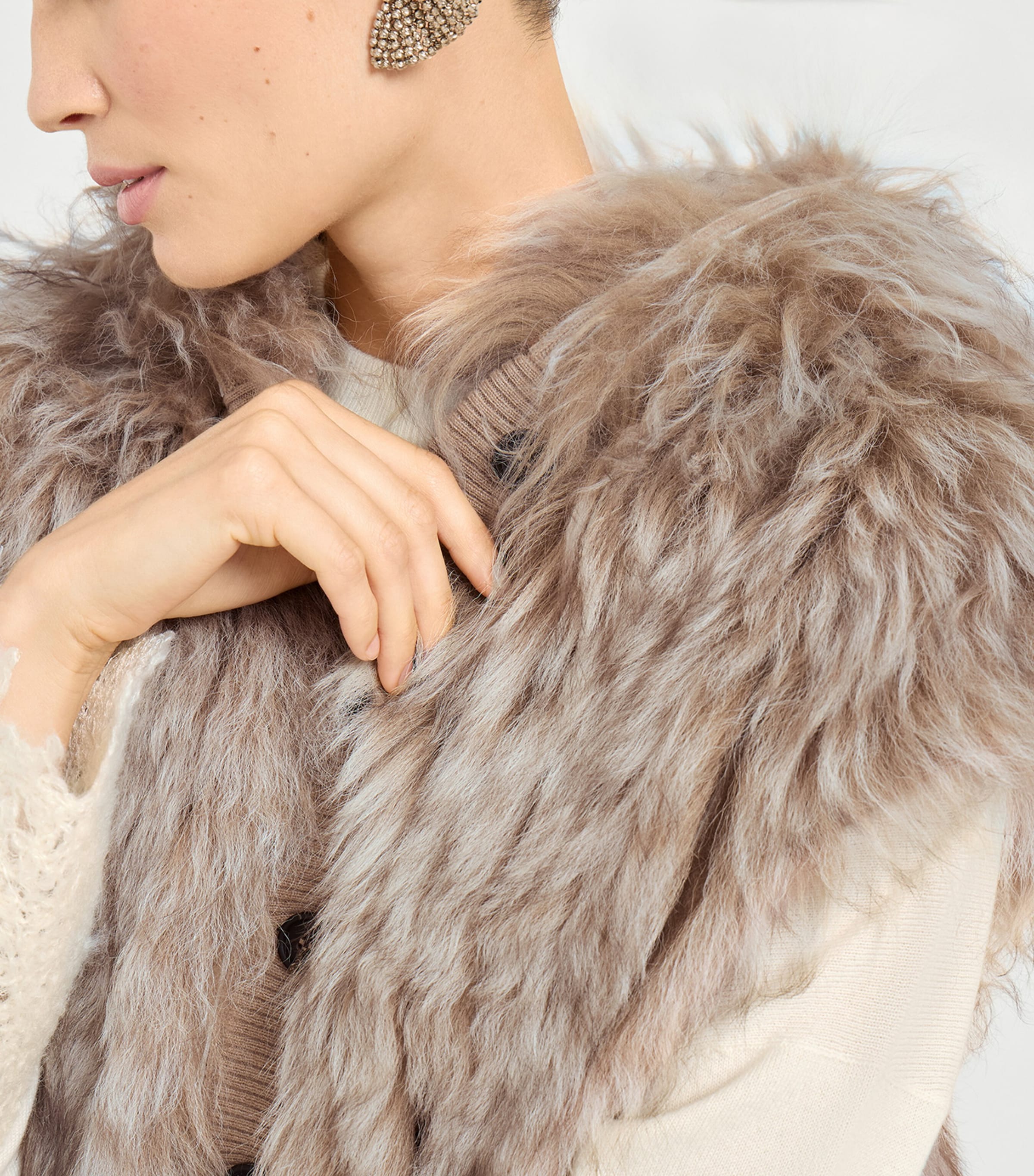 Brunello Cucinelli Beige Cashmere Shearling Gilet | Harrods US