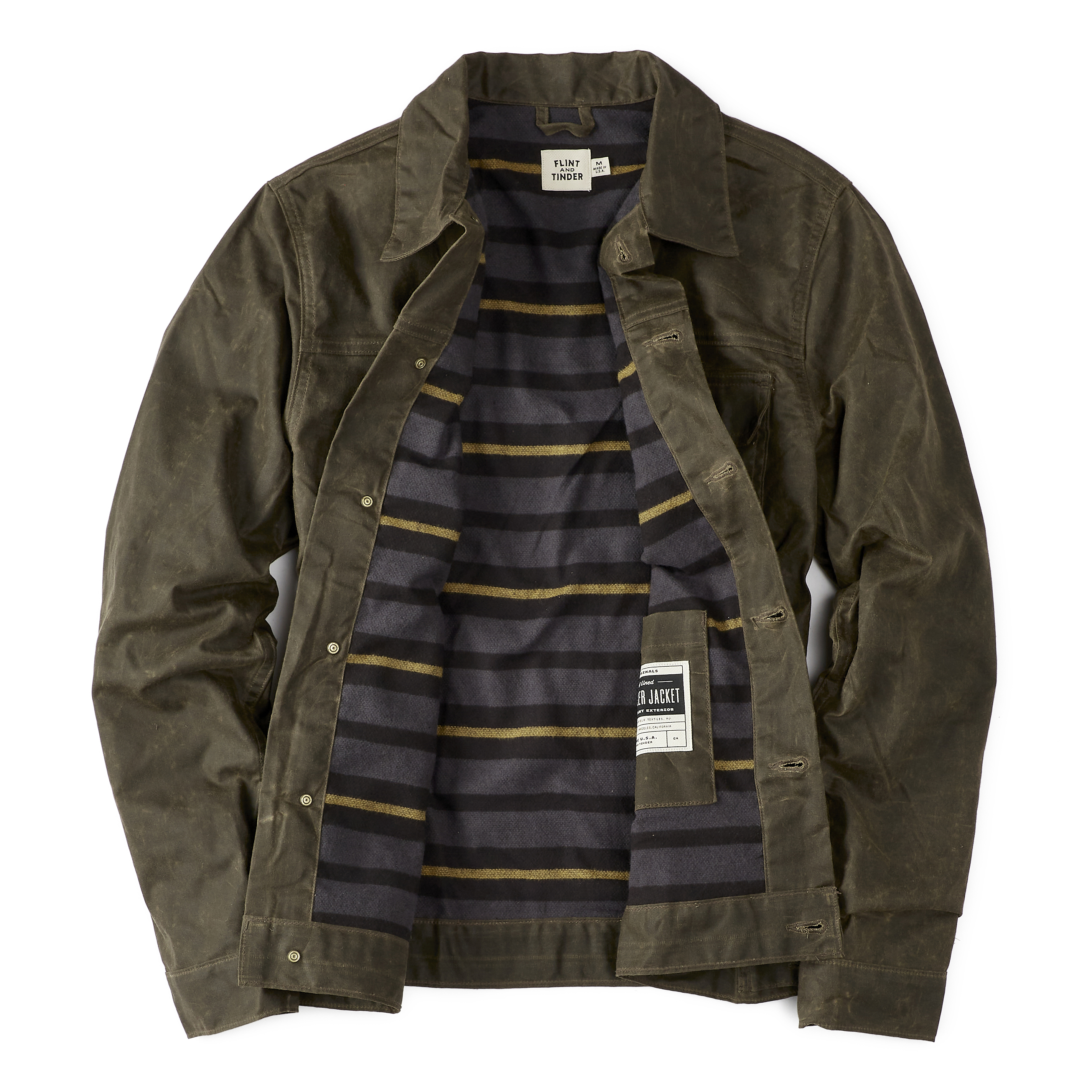 Flint and Tinder Flannel-Lined Waxed Trucker Jacket - Forest