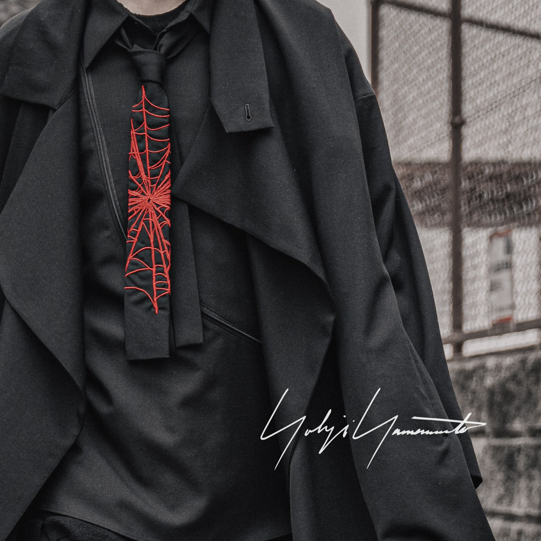 YOHJI YAMAMOTO 22SS SPIDER EMBROIDERY TIE | HUES 福岡セレクトショップ