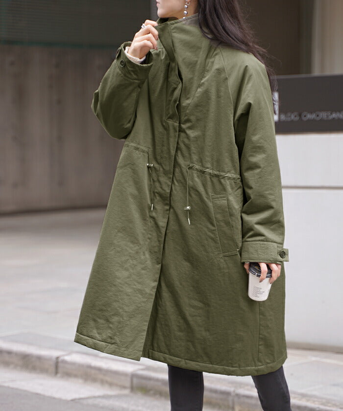 コート 2way ミリタリーコート ロング アウター モッズコート Vネック