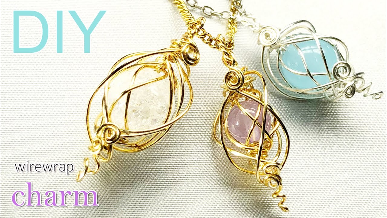 DIY Jewelry☆穴あり天然石のワイヤーラッピングチャームの作り方