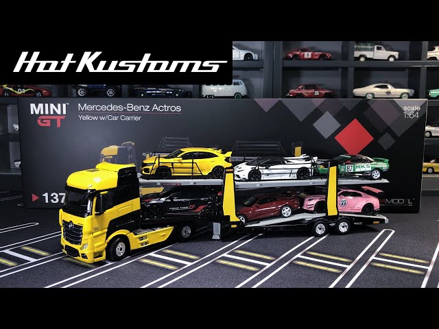 MINI GT Striking Mercedes Benz Actros 6 Cars Carrier Unboxing