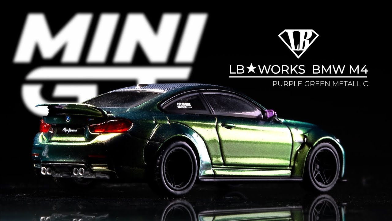 1:64 Scale LB Works BMW M4, Purple Green Metallic by Mini GT. 2021