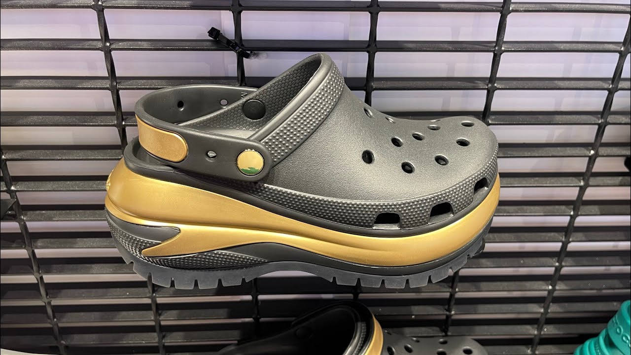 Crocs Mega Crush Metallic Clog (Black/Gold) - Style Code: 210368