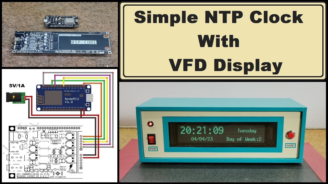 Simple ESP8266 NTP Clock on VFD Display VFD256x50 GP1287 - YouTube