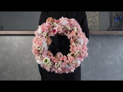 ドライフラワーとプリザーブドフラワーのミックスリースの作り方【作成