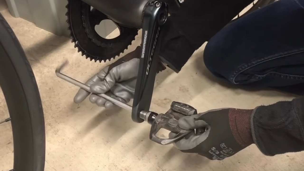 How to remove and install road bike pedals using a hex wrench and