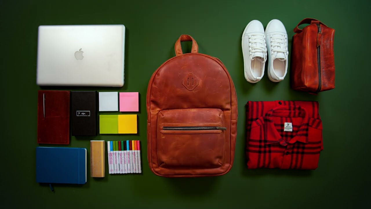 Women`s Crazy Horse Leather Backpack City - Chocolate | olpr USA