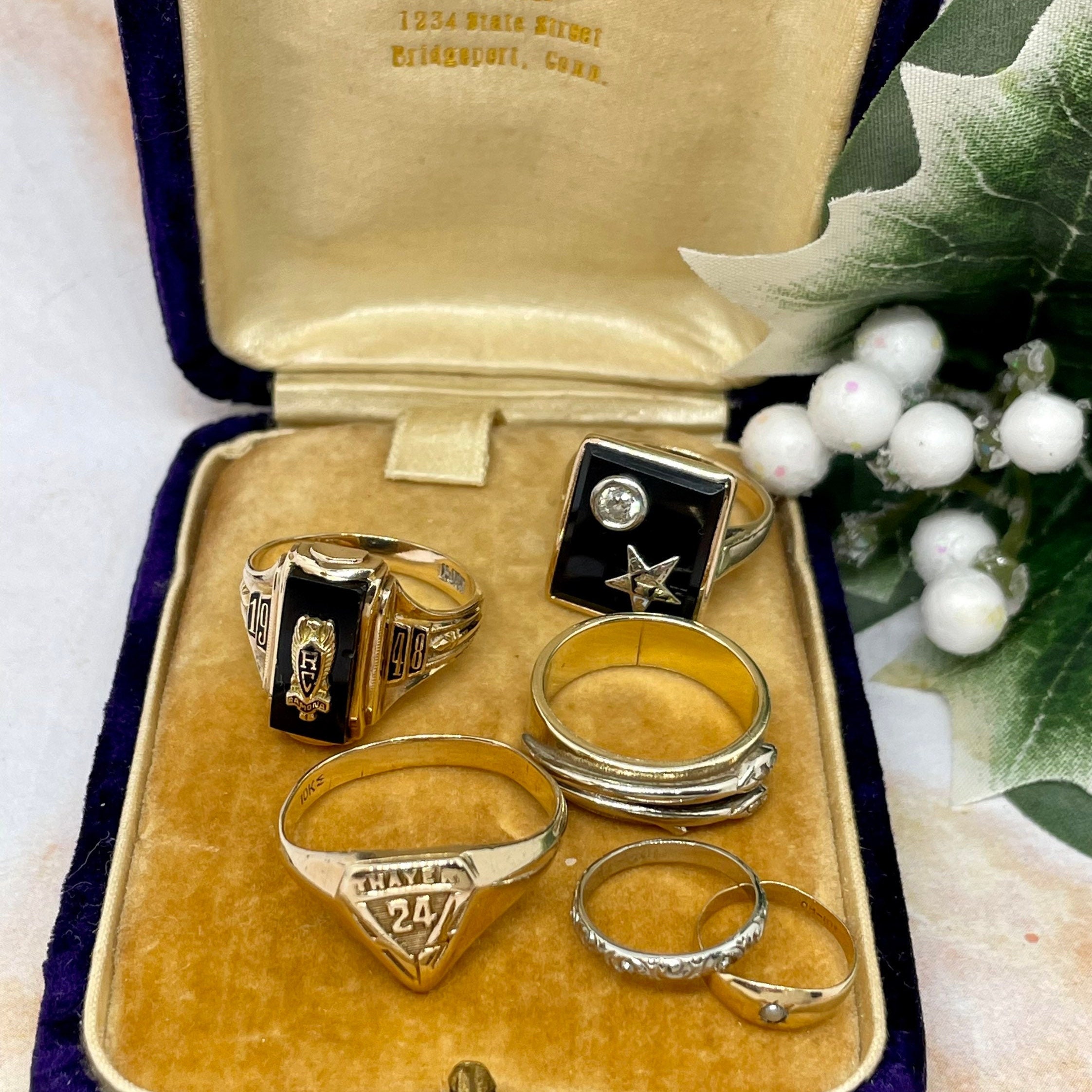 1954 Class Ring in 10k Gold Size 6.5 by Josten G Initial Engraved