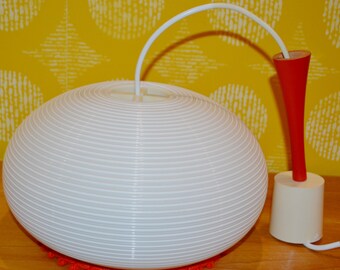 ヴィンテージガラス吊り下げランプ オレンジ/ホワイト 70年代 スペース