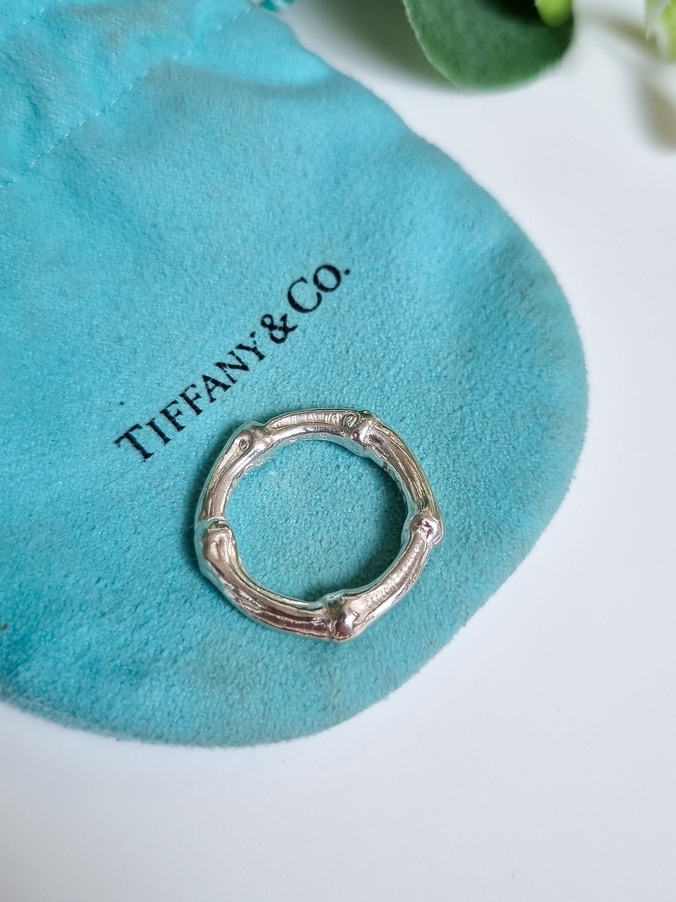 Vintage Silver 1996 Tiffany and Co Bamboo Band Ring - Silver