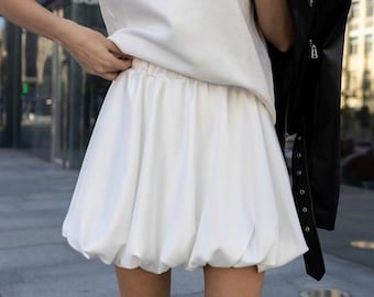 Satin Bridal Balloon Skirt, Ivory Bubble Skirt, Pearl Satin Maxi