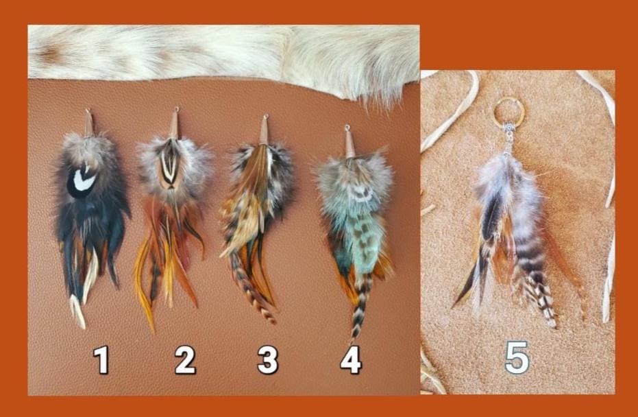Feather Keyring, Metal Keychain With Natural Feathers, Handmade
