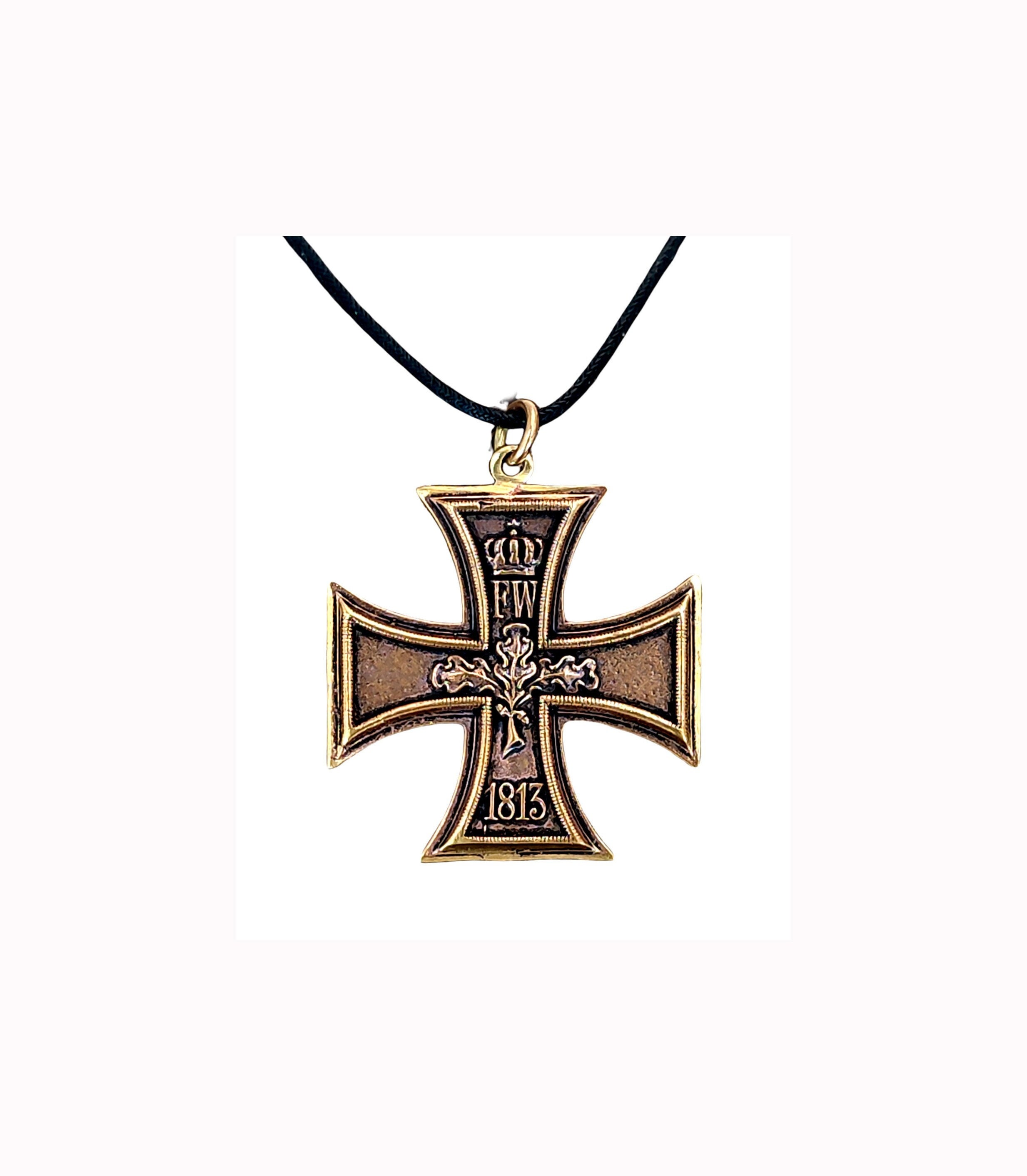 Iron Cross Pendant Bronze 1914 & 1813 Wearable on Both Sides No