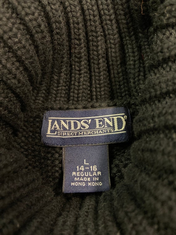 Vintage 80s Cotton Sweater From Lands End Brand | Black With