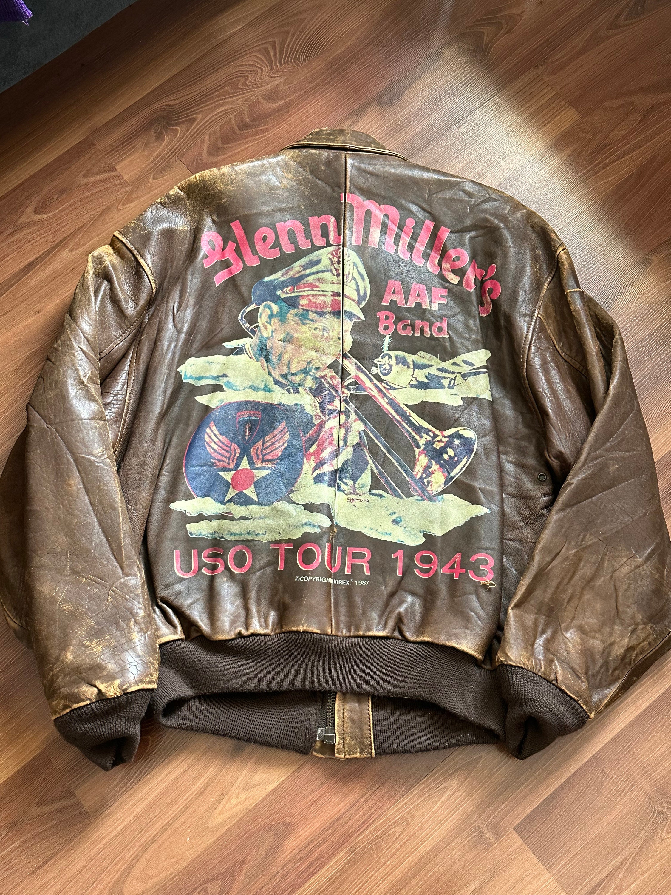 Vintage 1987 Avirex Type A-2 Leather Jacket USA Glenn Miller AAF