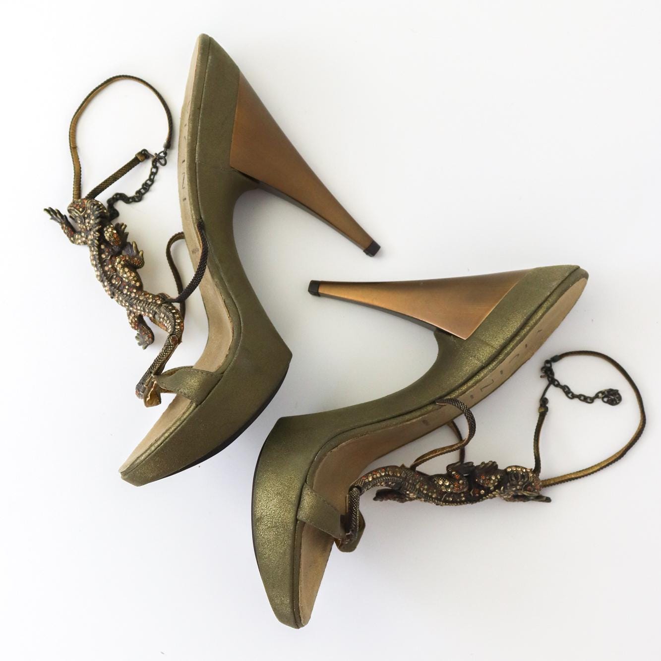 Vintage Vicini Giuseppe Zanotti Crystal Embellished Lizard