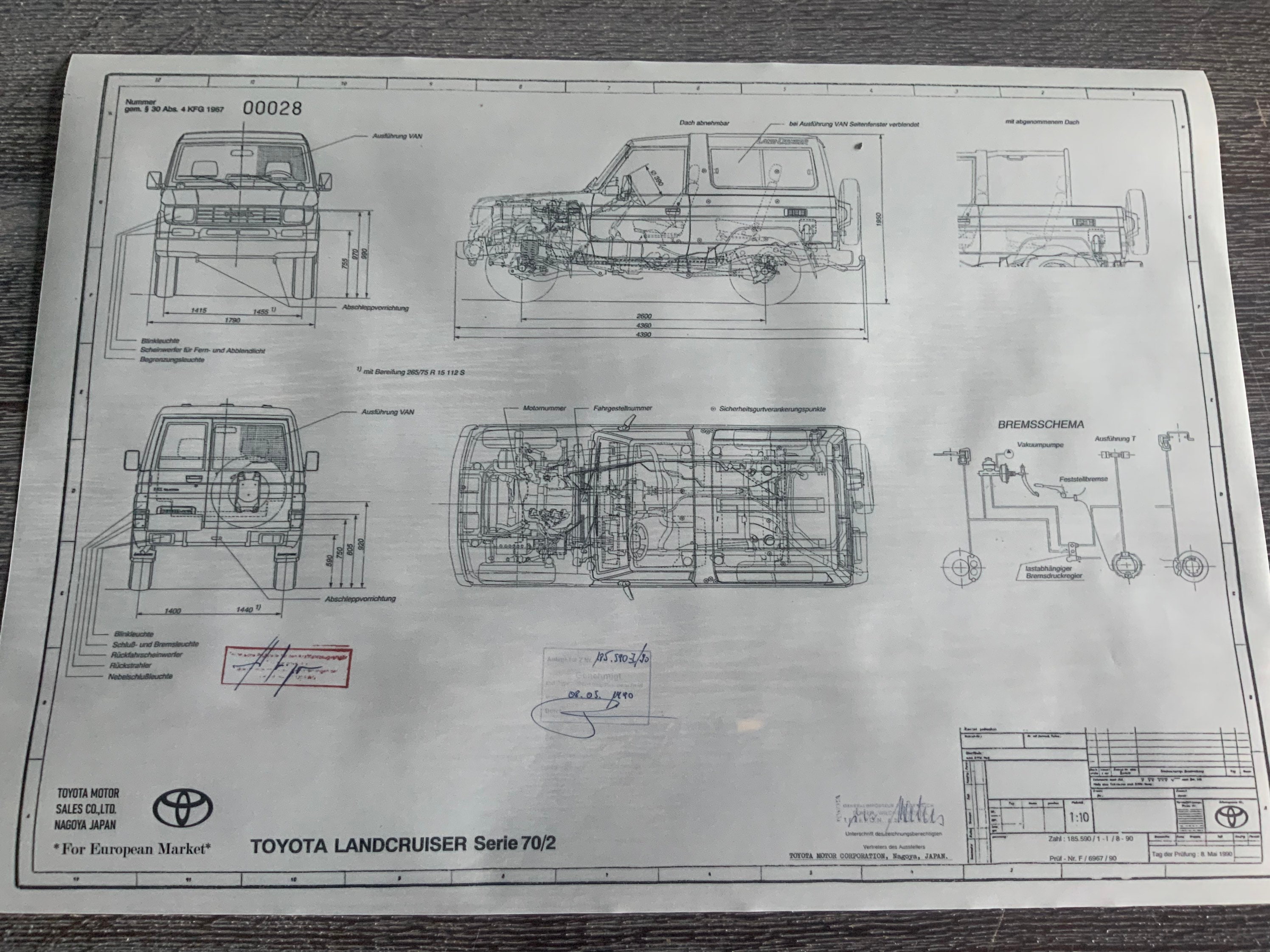 Toyota Land Cruiser Series 70 / 2 1990 Construction Drawing ART