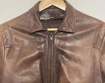 Vintage 1980s Saks Fifth Avenue Genuine Brown Leather Aviator