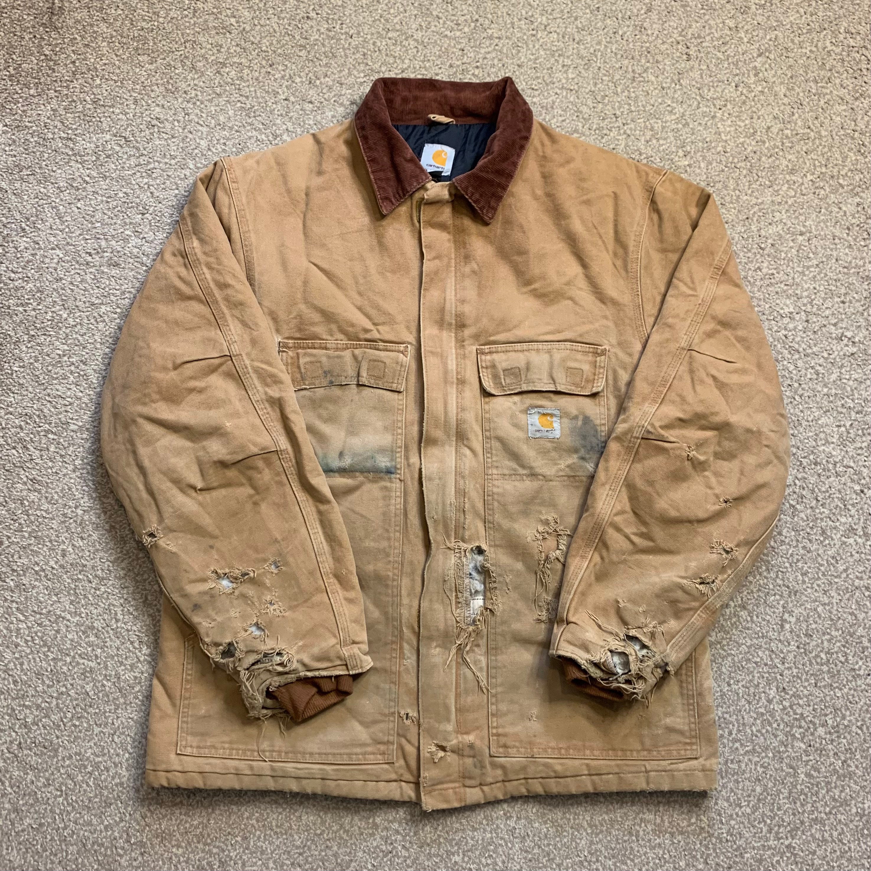 Carhartt Detroit Jacket Coat Vintage Duck Workwear Collared Full
