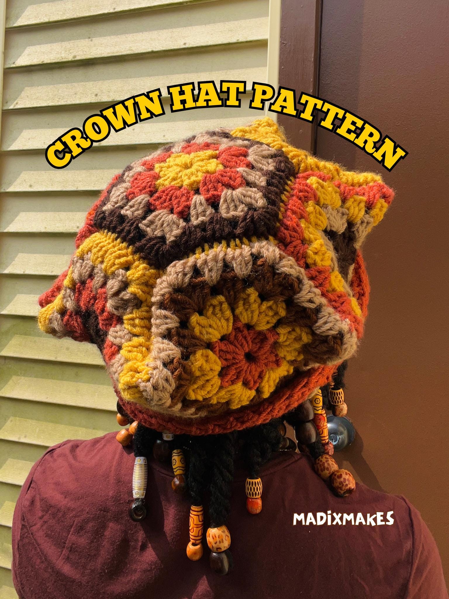 クラウンハットのかぎ針編みパターン、初心者向けチュートリアル、冬物
