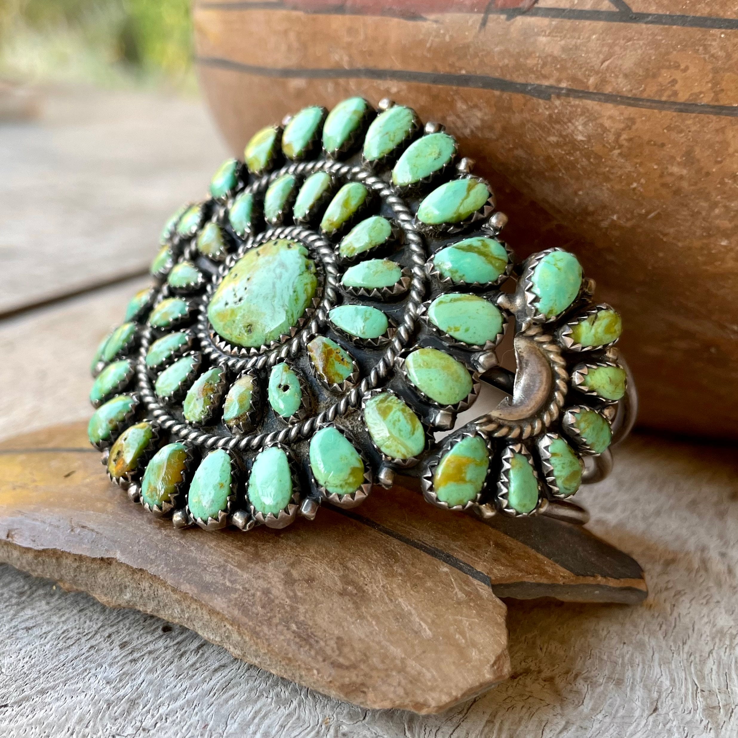 Vintage Navajo Juliana Williams Petit Point Green Turquoise
