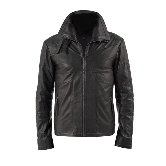 Handmade Sheep Leather Jacket: High Collar, Handcast Buckles