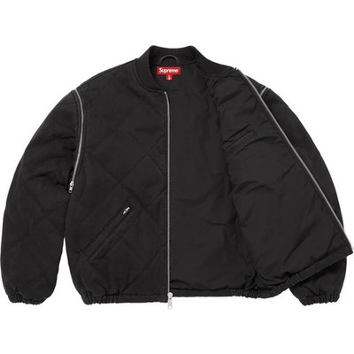 Supreme Zip-Off Sleeve Quilted Bomber Jacket Black | eBay