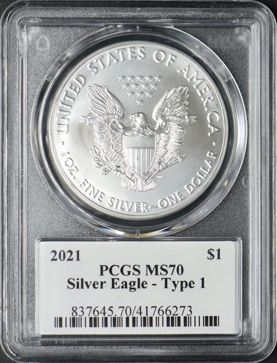 2021 American Silver Eagle T1 PCGS MS70 Donald Trump History Label