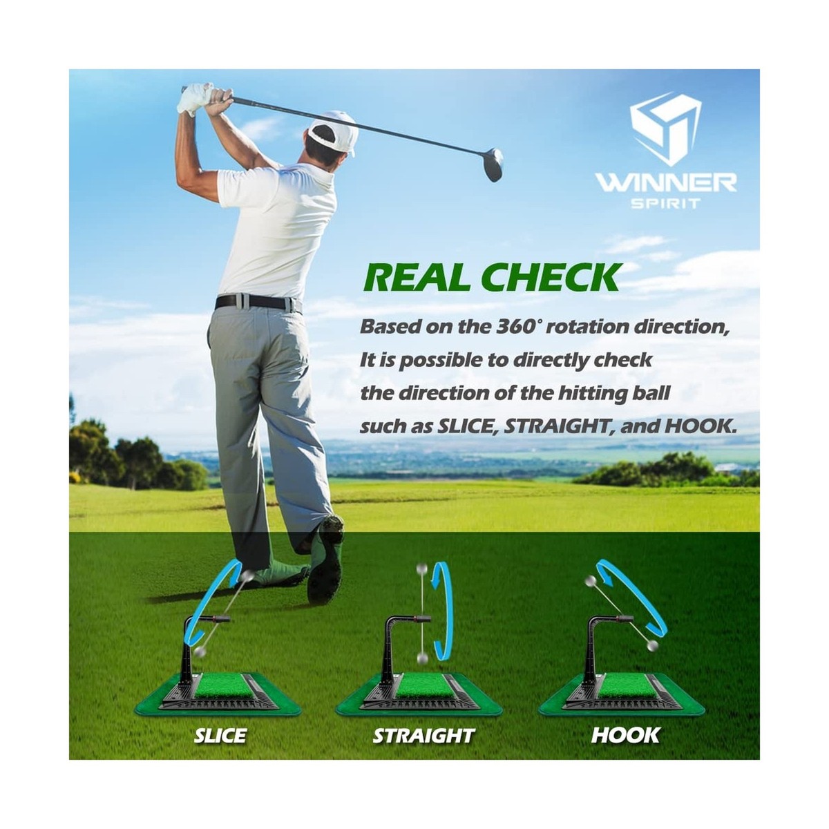 WINNER SPIRIT Real Swing 300 Golf Swing & Hitting Trainer, True