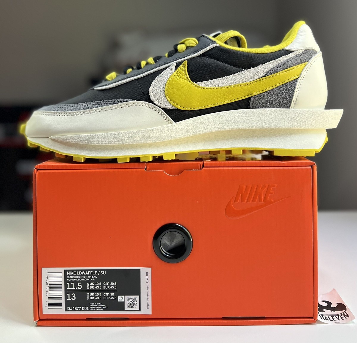 Nike LD Waffle Sacai Undercover Black Bright Citron Men's Size