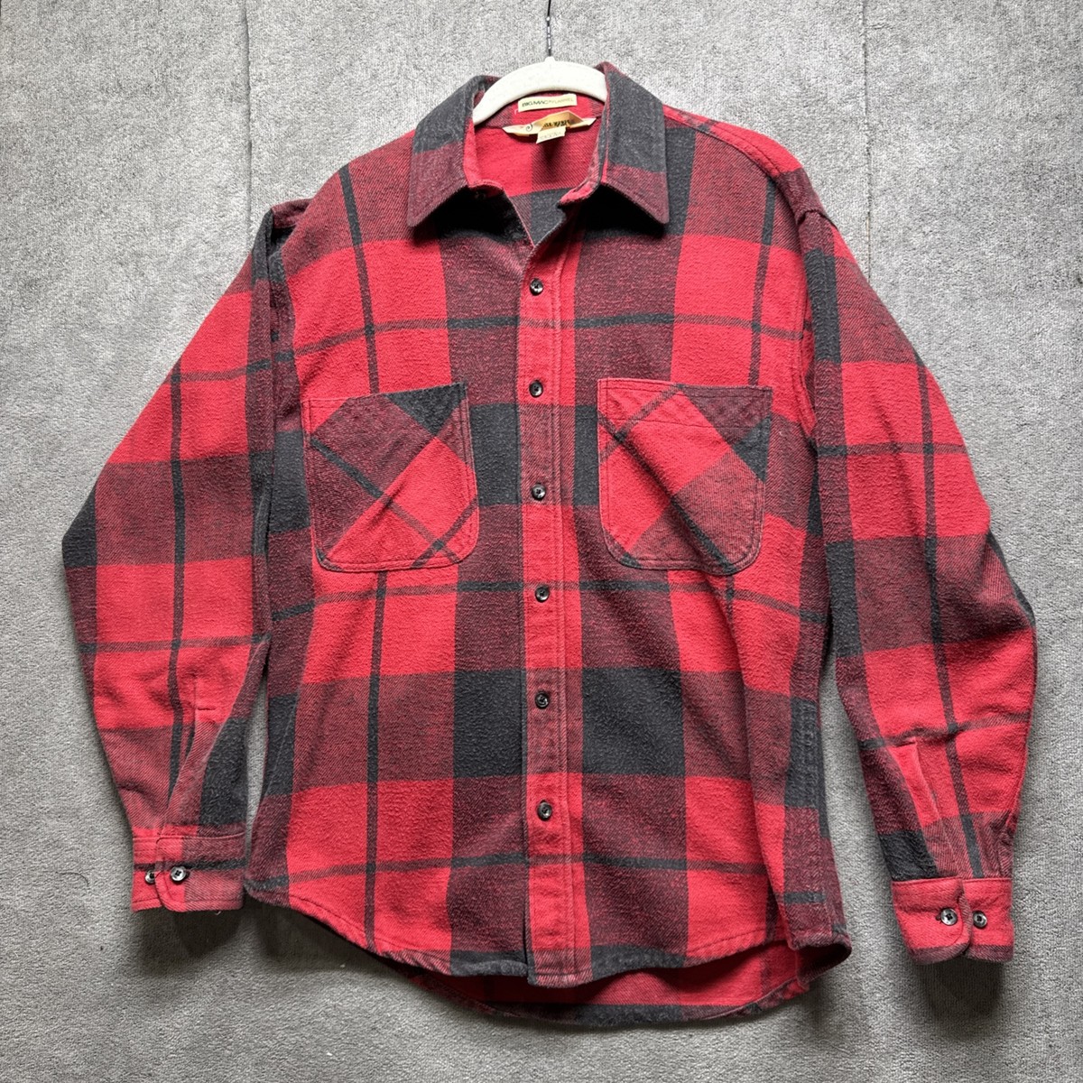 Big Mac Flannel Shirt Mens M Red Buffalo Plaid JcPenney Utility