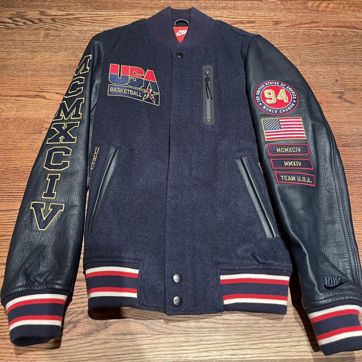Nike Dream Team USA Basketball LEATHER DESTROYER VARSITY JACKET