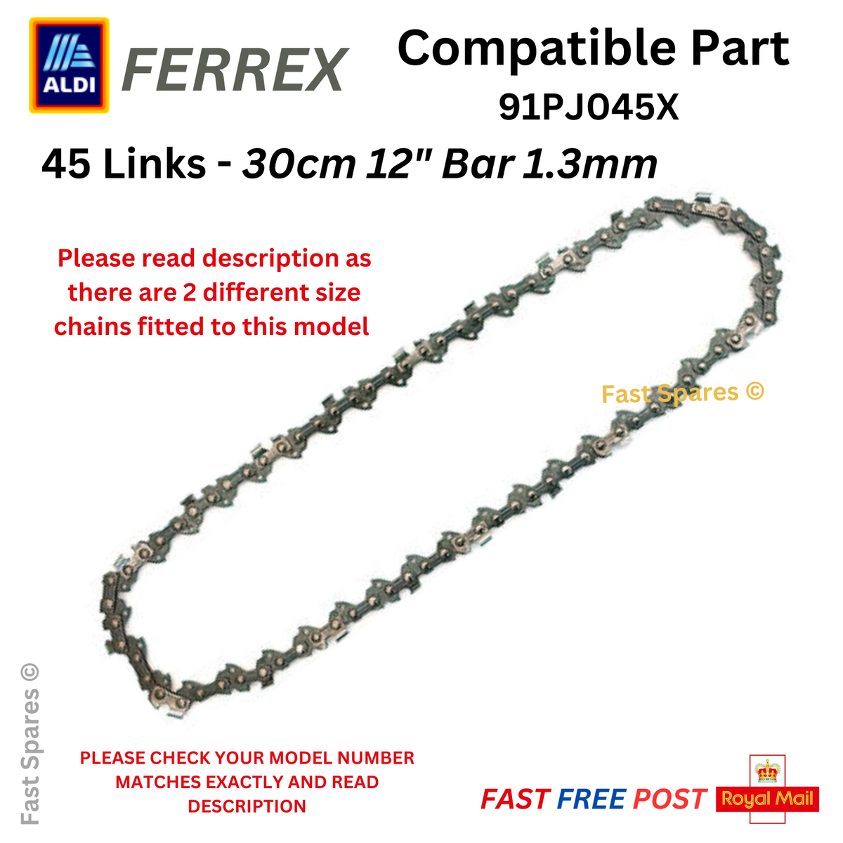 Aldi FERREX XYZ618 Replacement Chainsaw Chain PLEASE READ