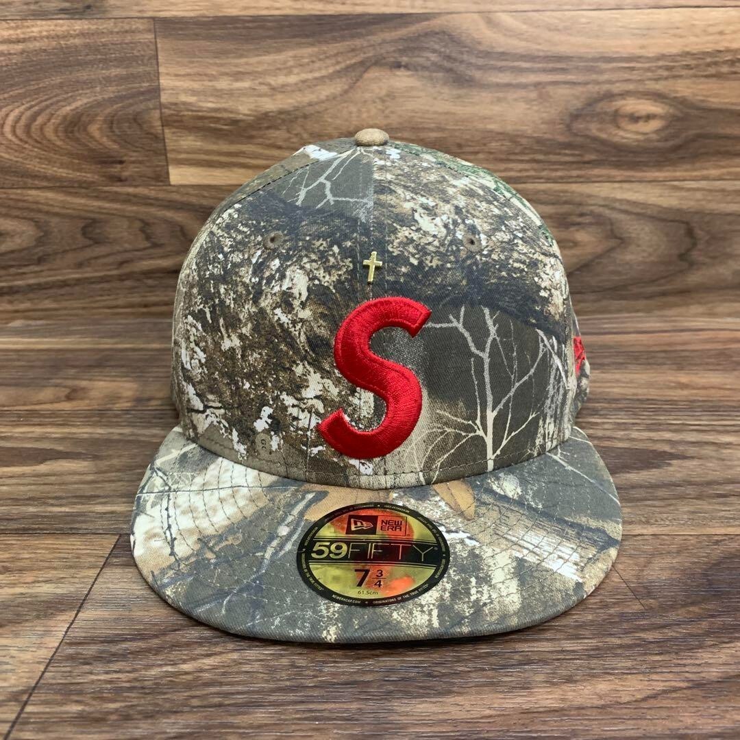 New Era Supreme Gold Cross S Logo RealTree Camo cap size 7 3/4