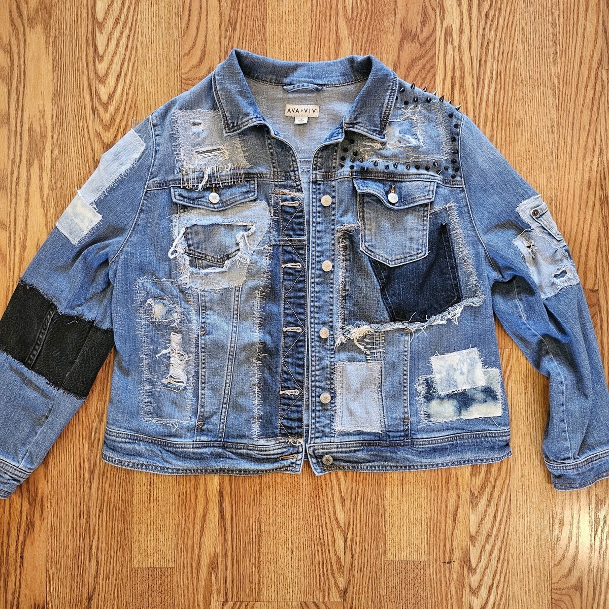 Patched Denim Jean Jacket - One Of A Kind Look Upcycled/Recycled