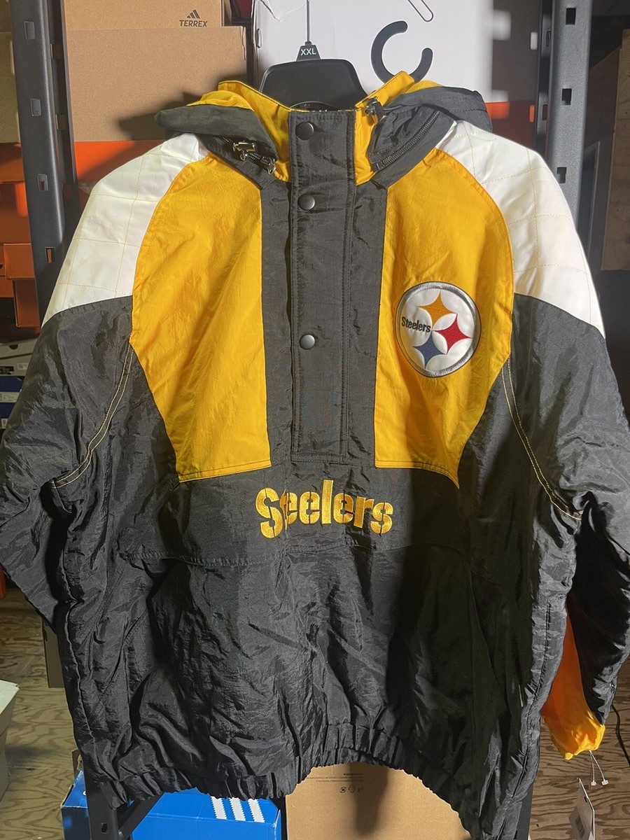 PITTSBURGH STEELERS Starter Hooded Half Zip Pullover Jacket S M XL