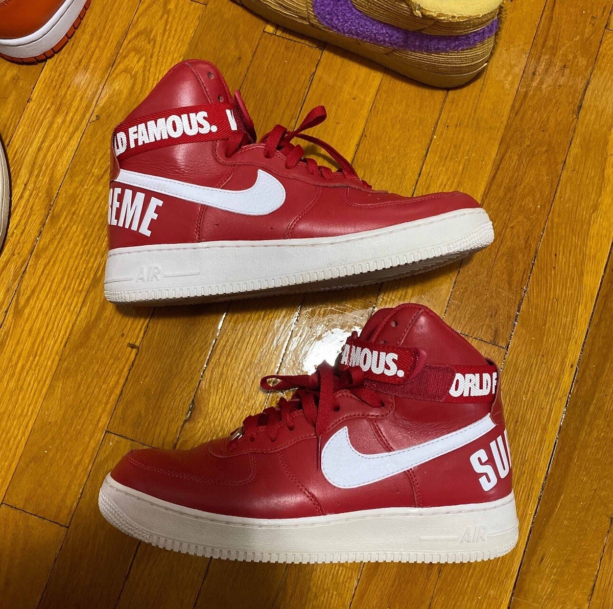 Supreme Nike Air Force 1 High World Famous Red 698696-610 SIZE US
