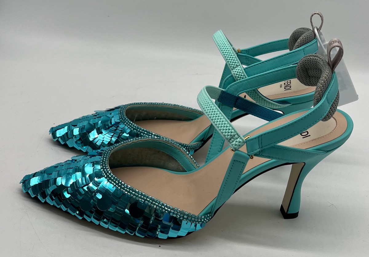 Fendi Organza Sequin Paillettes Colibri Lite Slingback Pump in