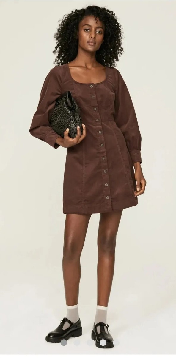 Madewell Esti Corduroy Dress Hourglass Long Sleeves Scoop Neck