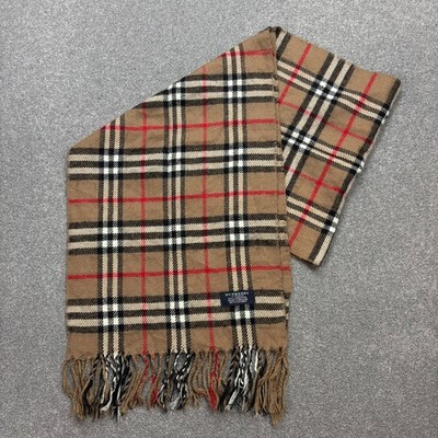 Burberry London Scarf 60x13 Inches Beige Nova Check 100% Lambswool
