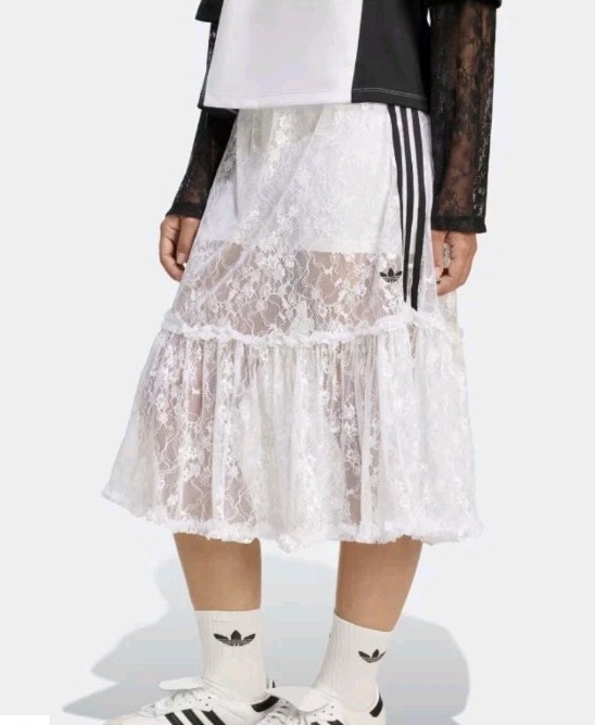 adidas Originals WHITE Lace Festival Skirt New Season! Xxs 2xs Nwt