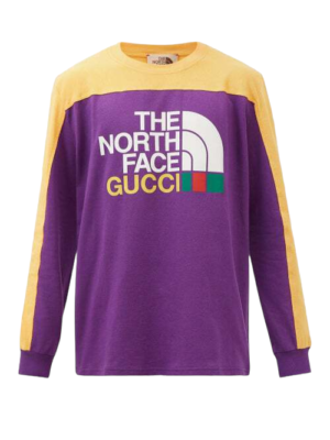 Authentic Men's The North Face X Gucci Purple Cotton Jersey Logo T