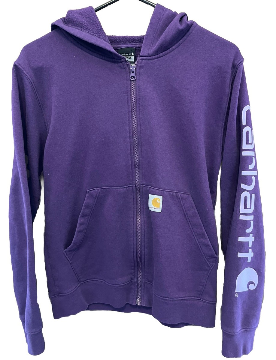Carhartt Hoodie Youth Size XL (14) Purple Hood Full Zip Fleece