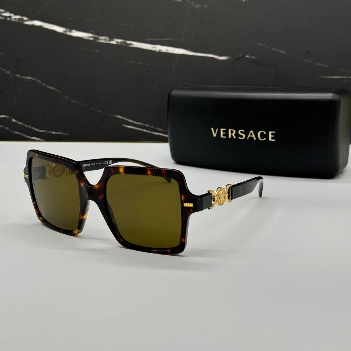 NEW MOD 4441 108/73 VERSACE HAVANA GREEN SQUARE VE4441 10873 WOMEN