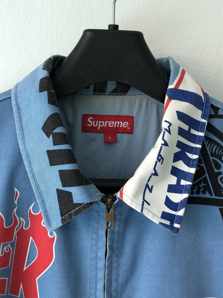 Supreme x Thrasher Work Blue Jacket Size L Rare | eBay