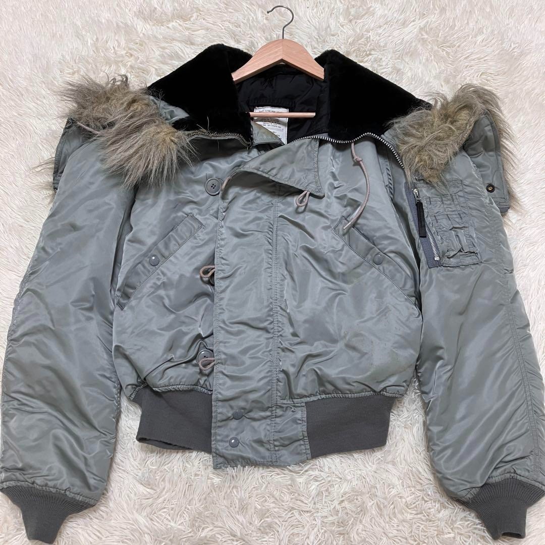 Alpha Industries N-2B Flight Jacket Silver Khaki Nylon Made in USA