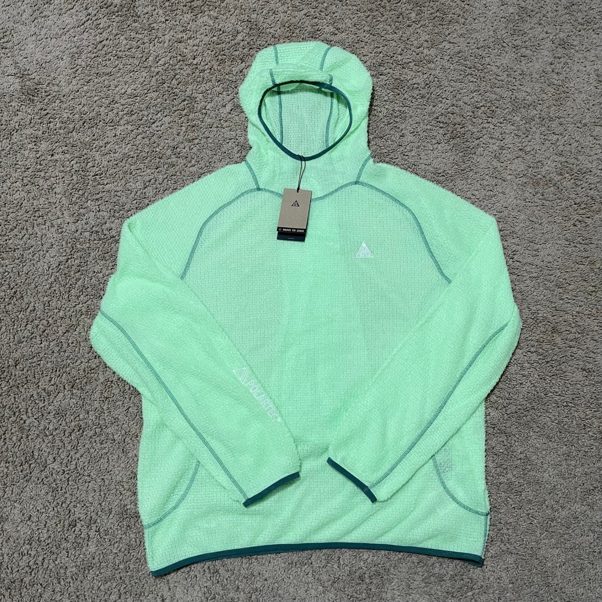 Nike ACG Hoodie Men Medium Neon Green Wolf Lichen Polartec Fuzzy