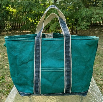 LL Bean Vintage Boat and Tote XL Bag Green Blue Made in Maine Rare
