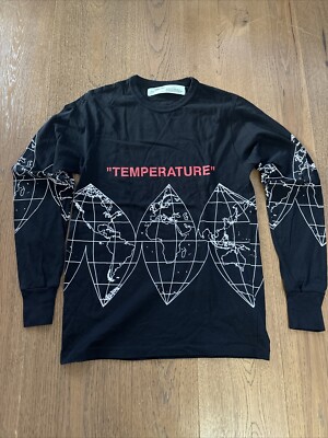 Off White Map Around Temperature Long Sleeve Tee Size Small | eBay